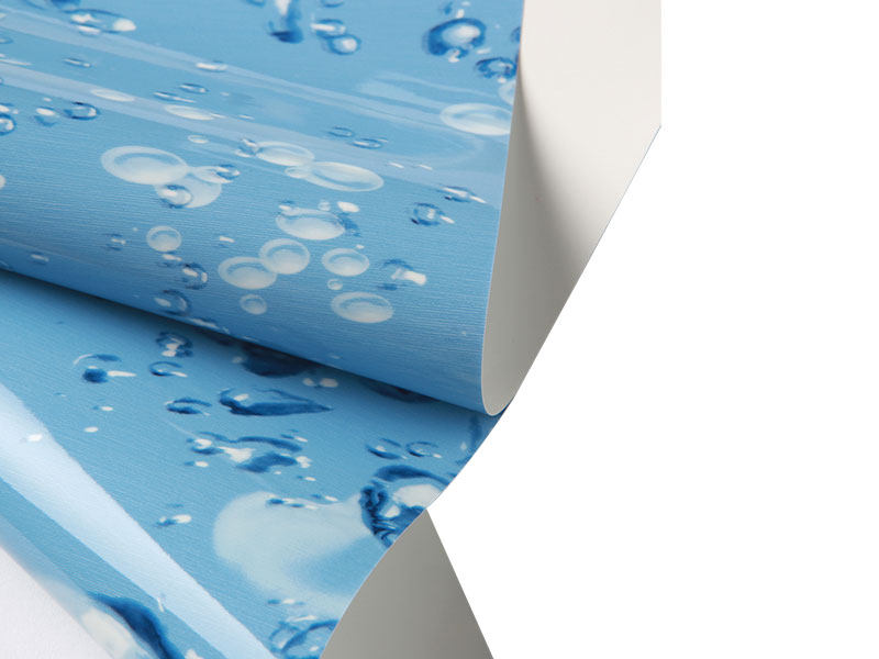 หลังขาว ฟิล์มฝ้าเพดาน PVC สีฟ้า-18